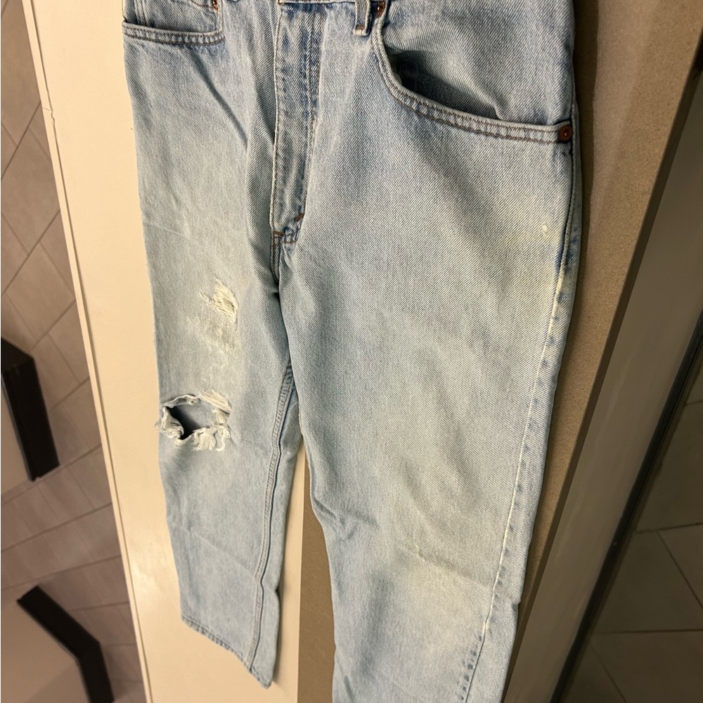 Vintage Levi 505 Strauss stressed red tag jeans-knee hole-34/30-nice jeans š - Picture 2 of 7